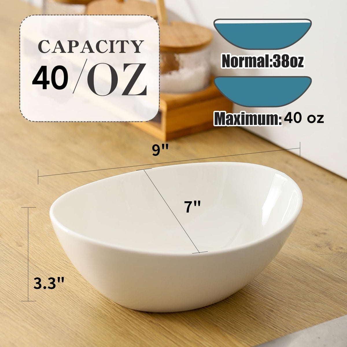 40 OZ Ceramic Salad Bowls Set of 4 G278