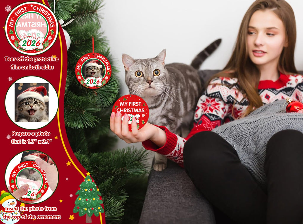 Personalized Picture Frame Cat's First Christmas Ornament 2026 J8193