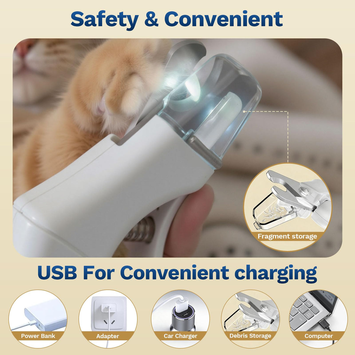 2-in-1 Dog Nail Clippers & Grinder with LED Light J783784