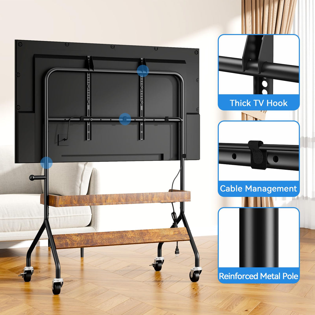 Rolling TV Stand with Power Outlet for 32-75 Inch TV Z982861