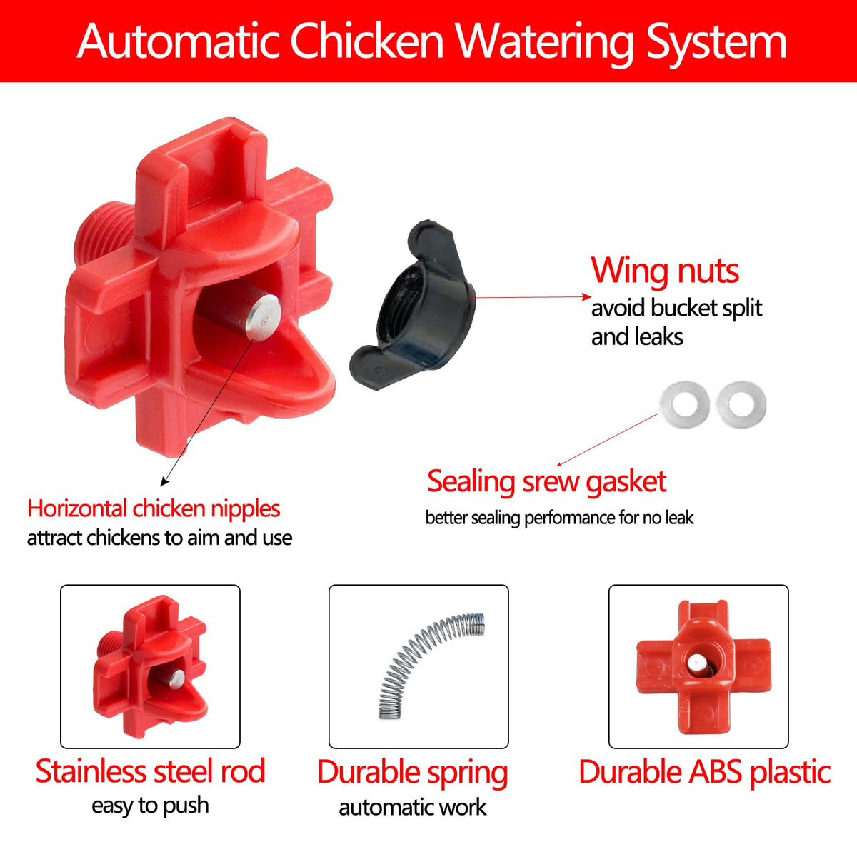 12 Pcs Leakproof Poultry Watering System T96478