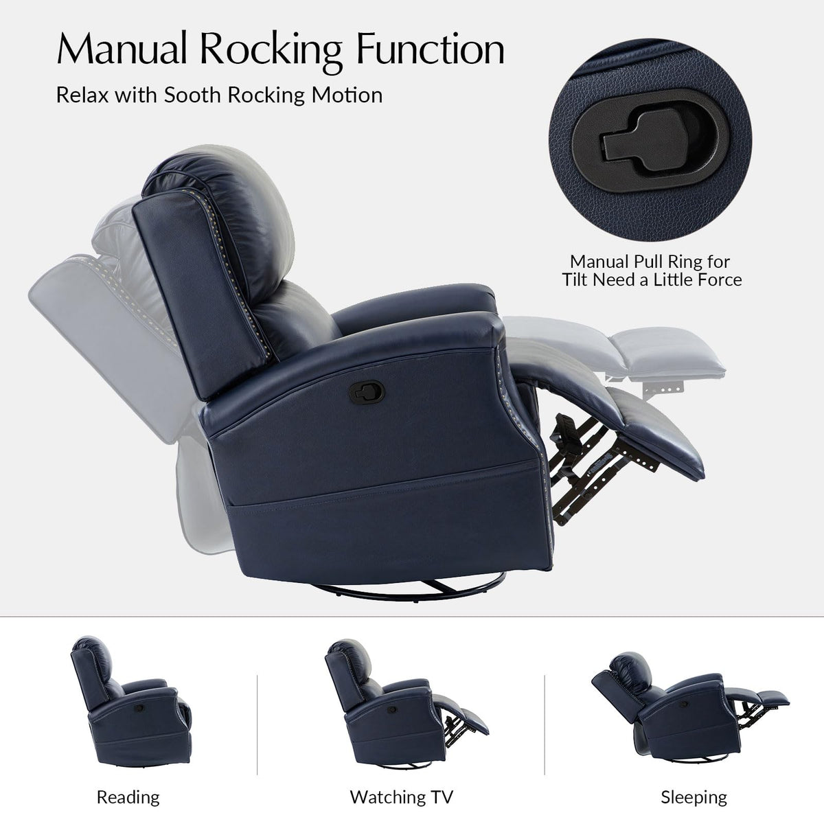 Navy Swivel Rocking Recliner N35622