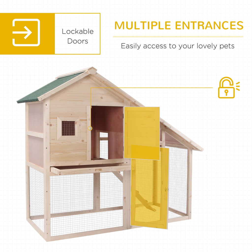 55" 2-Tier Wooden Rabbit Hutch with Ramp S635641