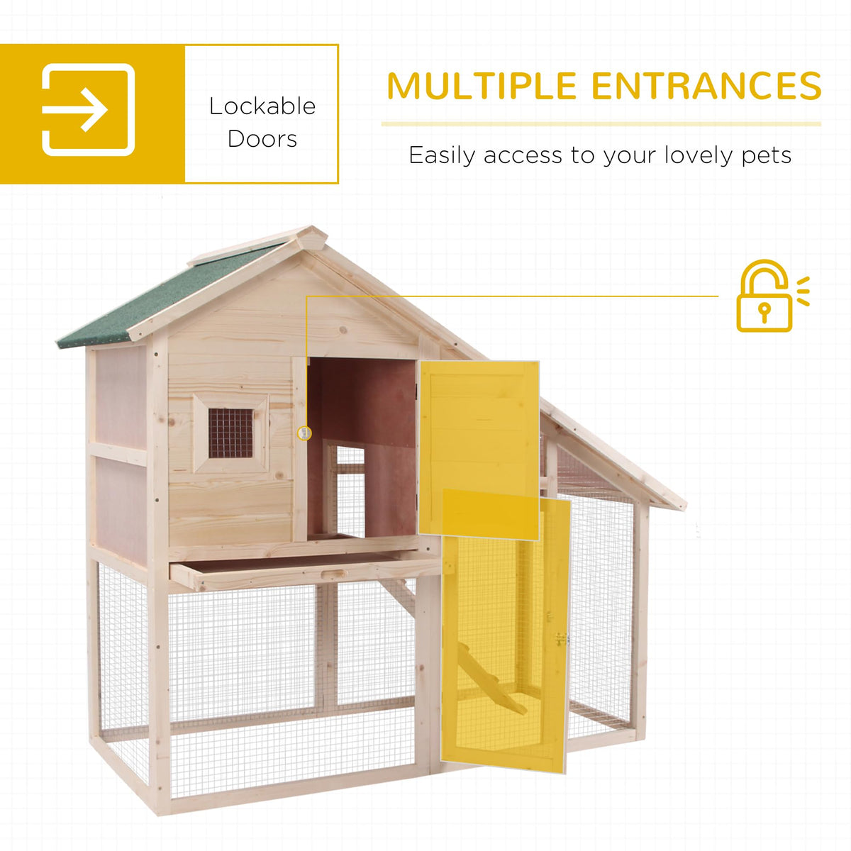 55" 2-Tier Wooden Rabbit Hutch with Ramp S635641