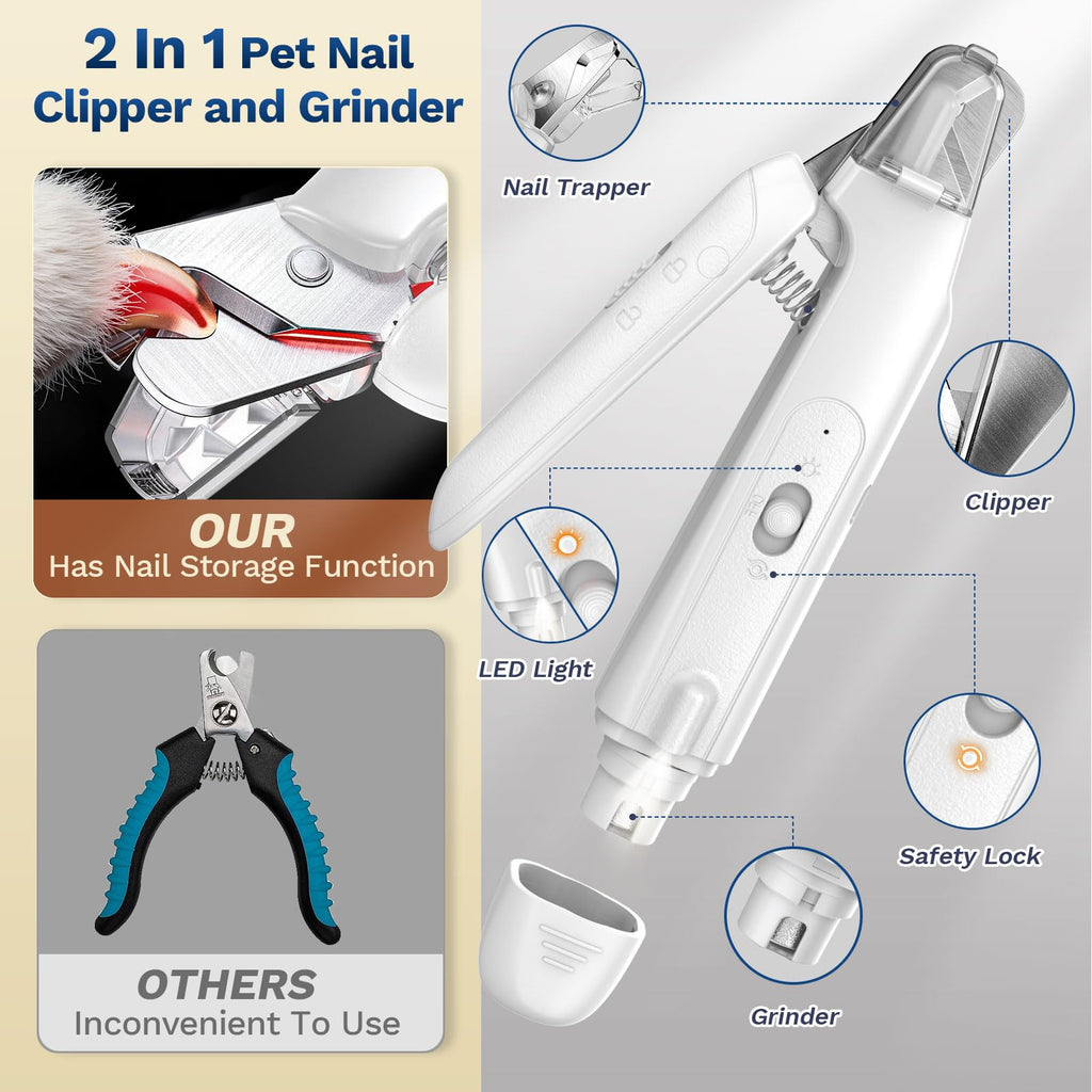 2-in-1 Dog Nail Clippers & Grinder with LED Light J783784