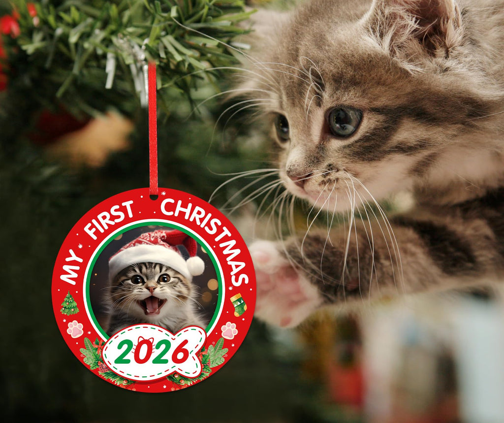 Personalized Picture Frame Cat's First Christmas Ornament 2026 J8193