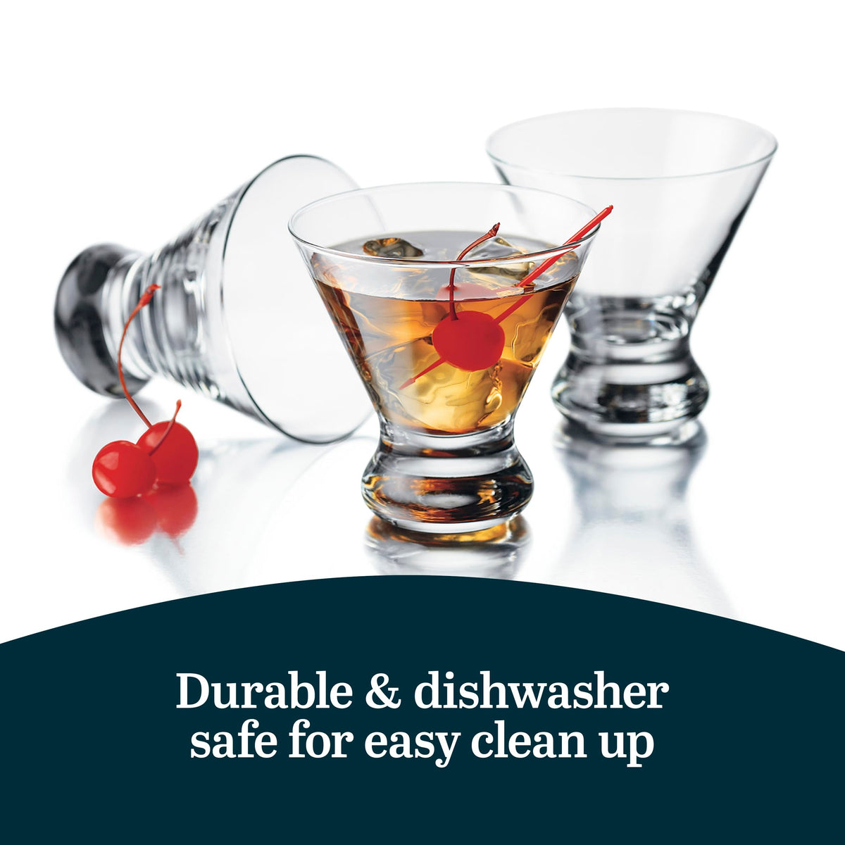 8.25 Oz Dishwasher Safe Stemless Martini Glasses Set of 4 V219