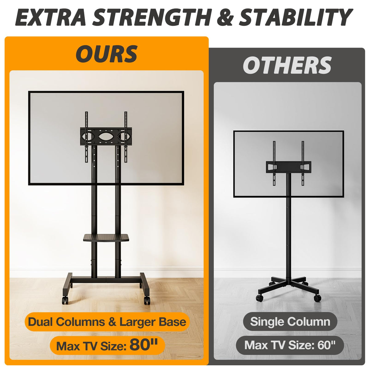 Heavy Duty Rolling TV Stand for 27-80 inch TVs E92986
