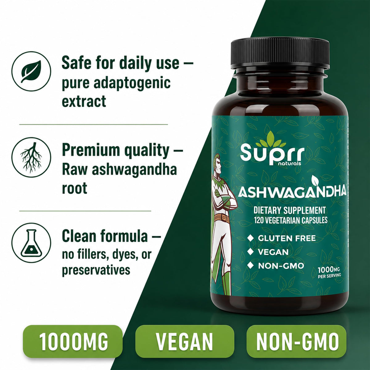 Ashwagandha 1000mg Supplement 120 Capsules E177