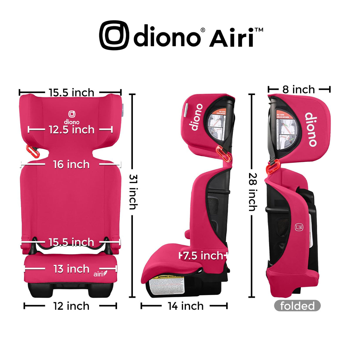 Pink Foldable High Back Booster Seat I393
