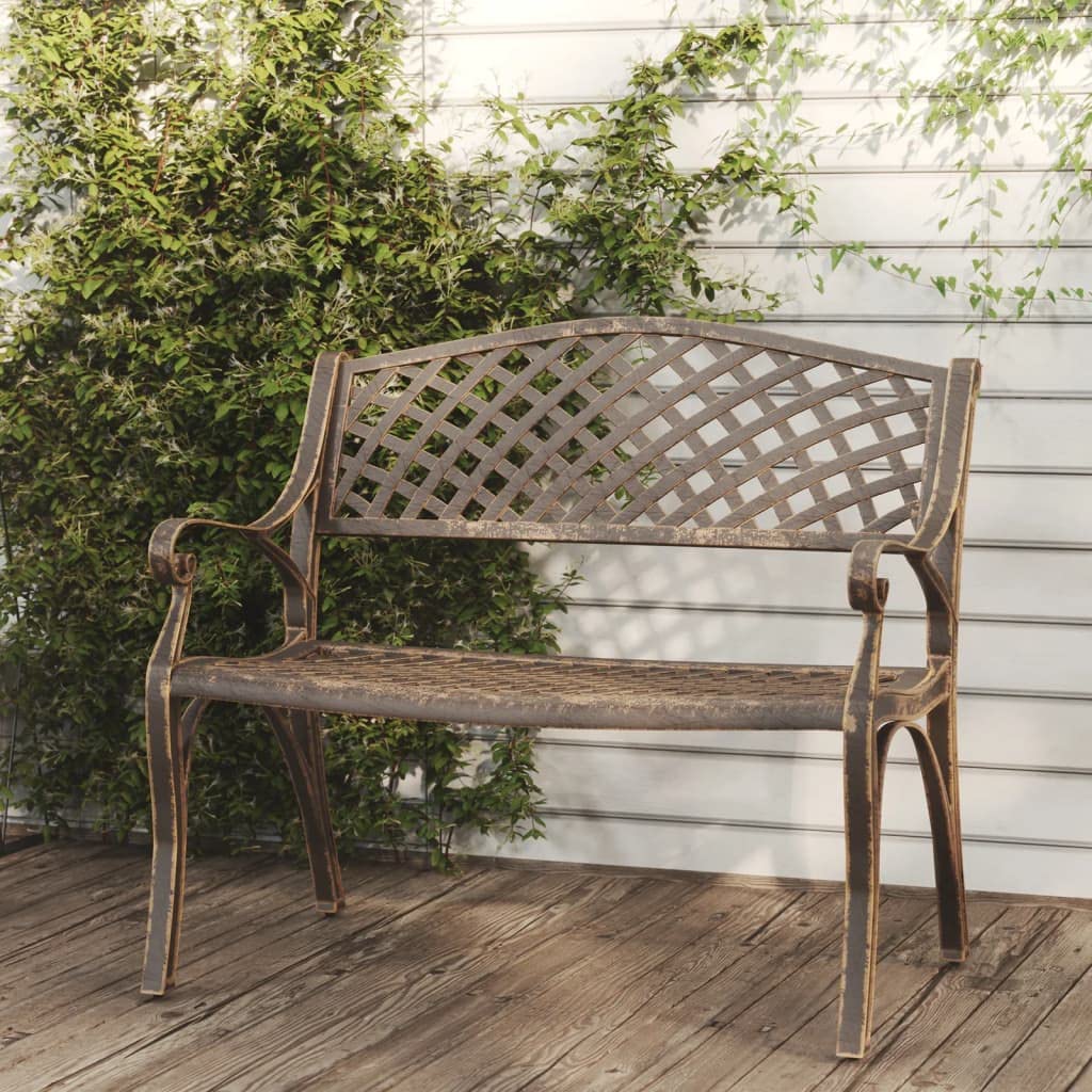 Bronze Cast Iron Garden Bench with Floral Design Y19757