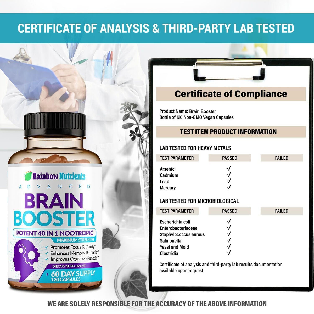 120 V Capsules Brain Support Supplement with DMAE O73377