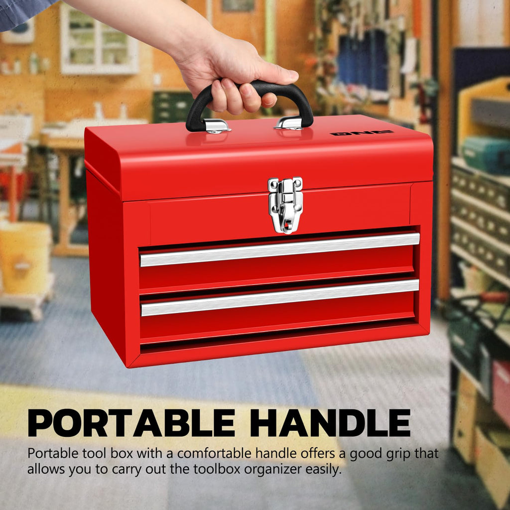 14 Inch Steel Portable Tool Box 2 Drawer W3013