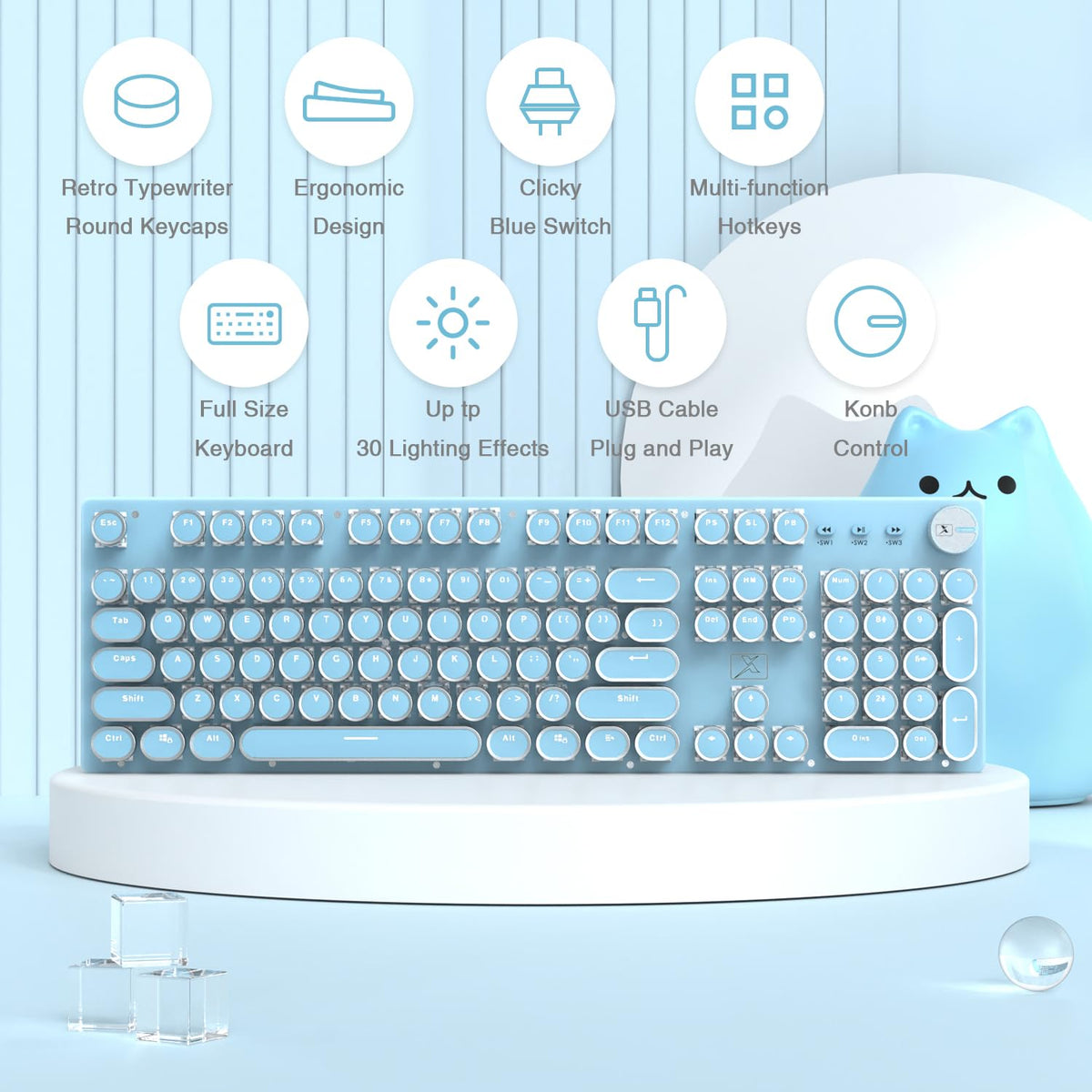 Typewriter Style Retro Mechanical Gaming Keyboard E718019