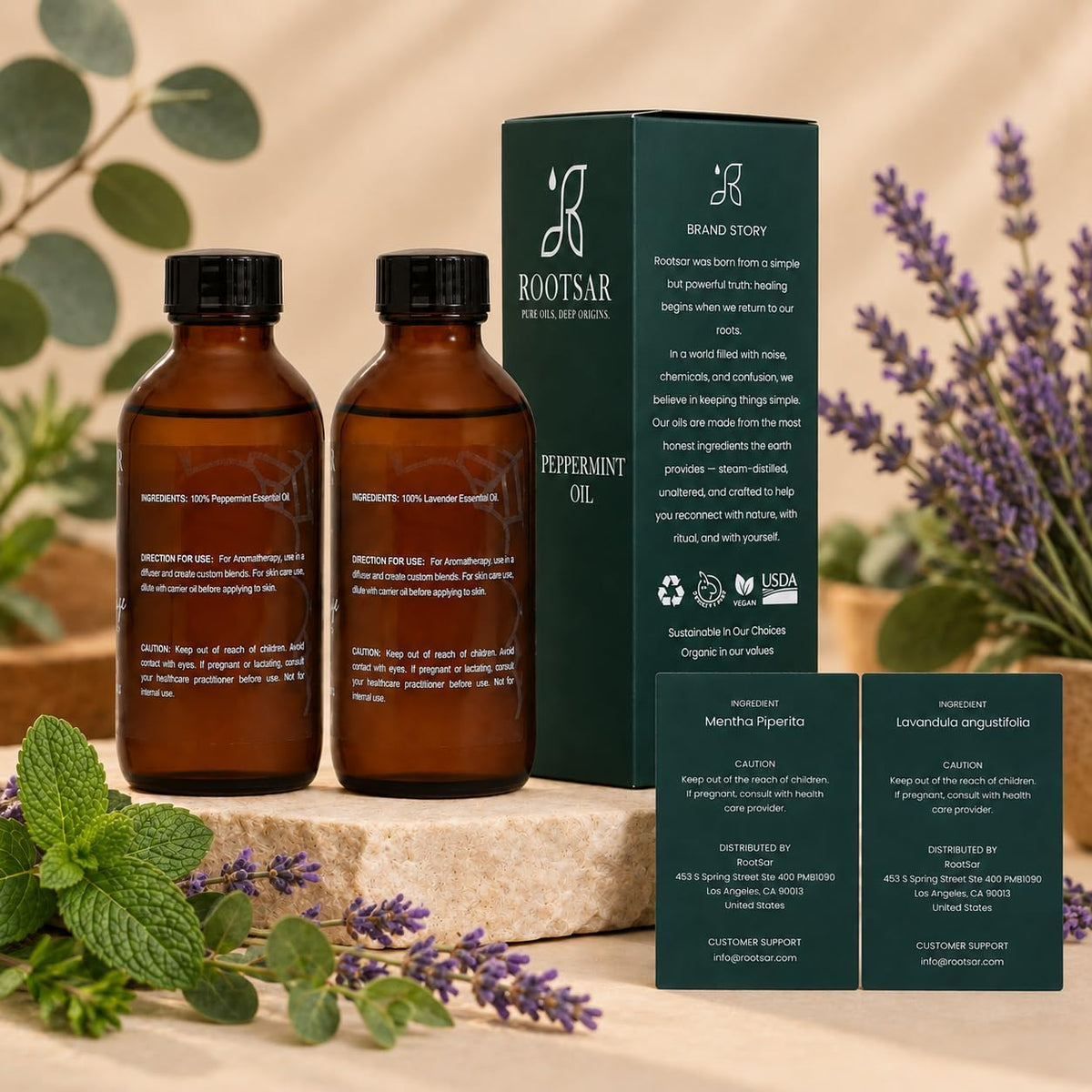 Lavender and Peppermint Essential Oils 4 Fl Oz A63888