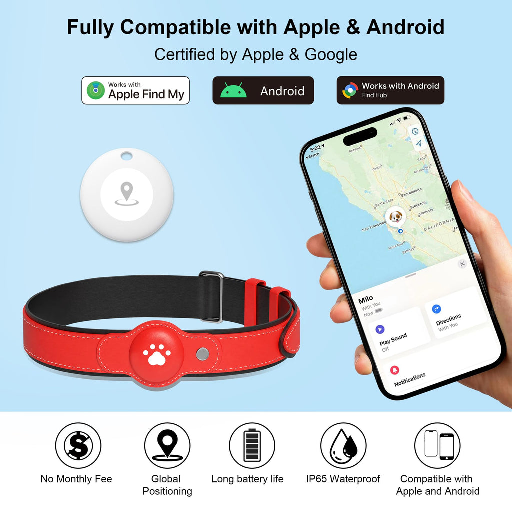 GPS Tracker for Dogs, Pet Location Tracker with Collar X873