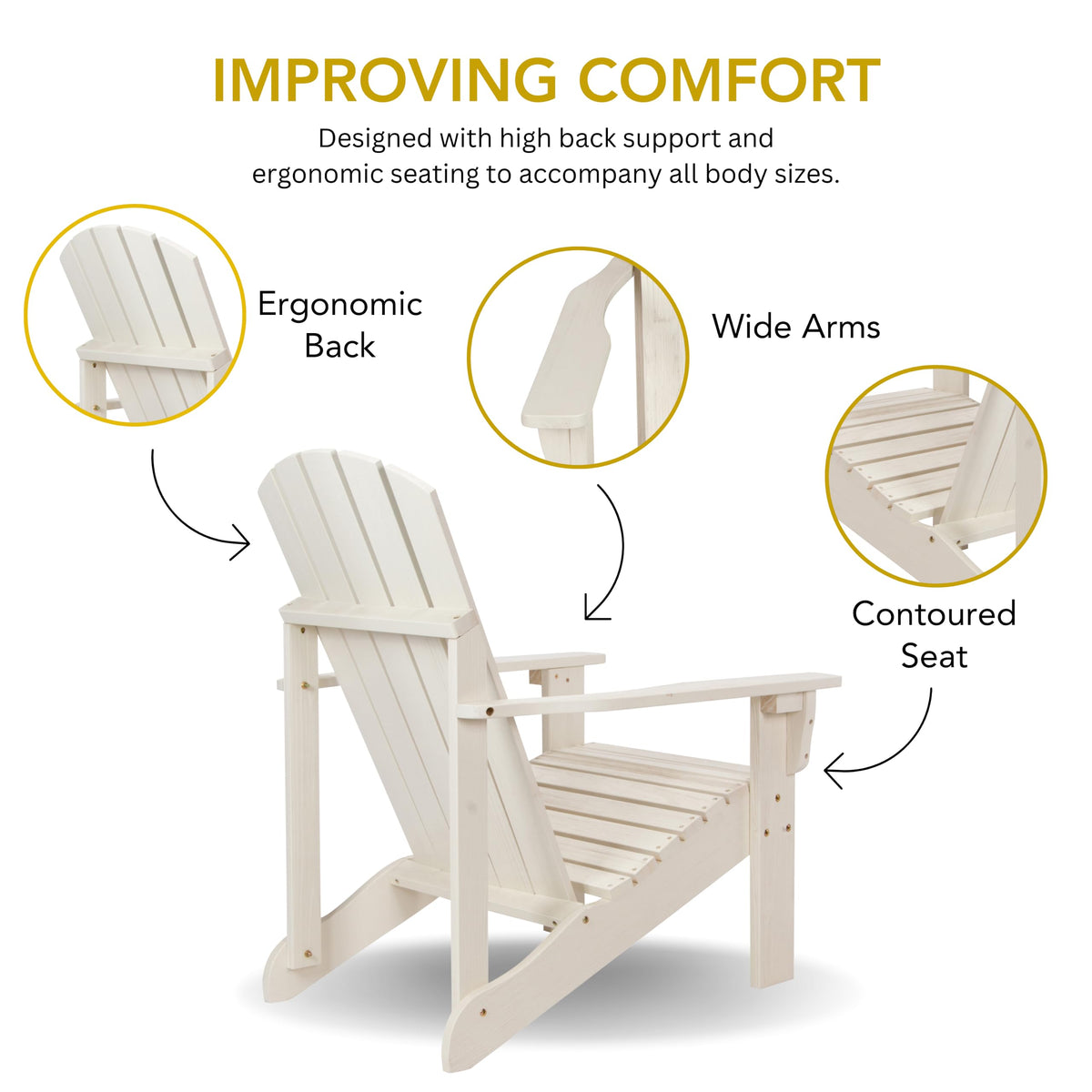 Eggshell White Wooden Adirondack Chair J793671