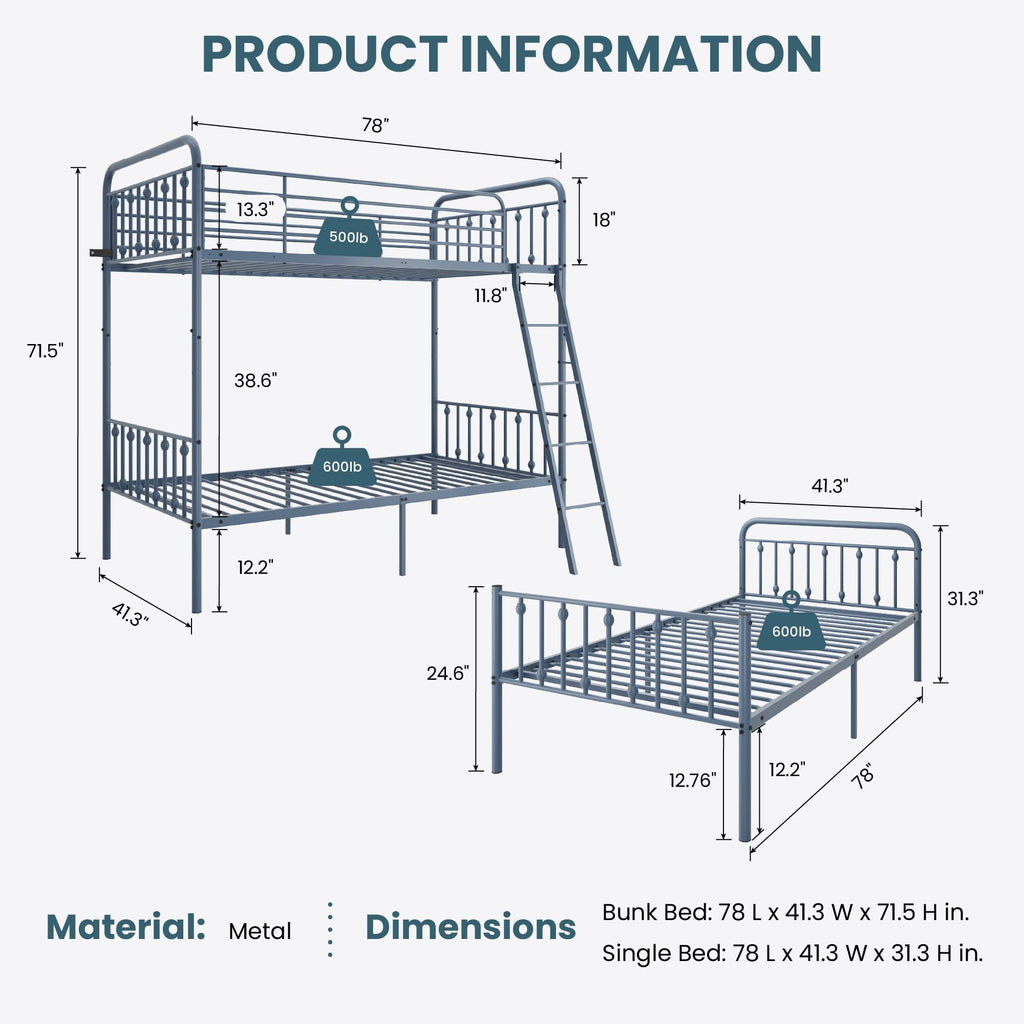 Twin Over Twin Convertible Bunk Bed X292848