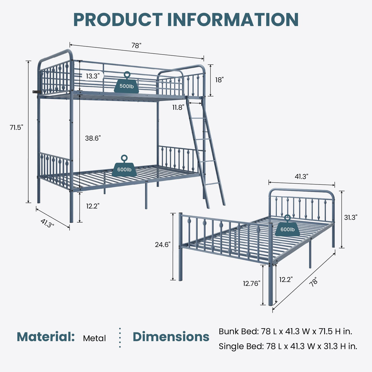 Twin Over Twin Convertible Bunk Bed X292848