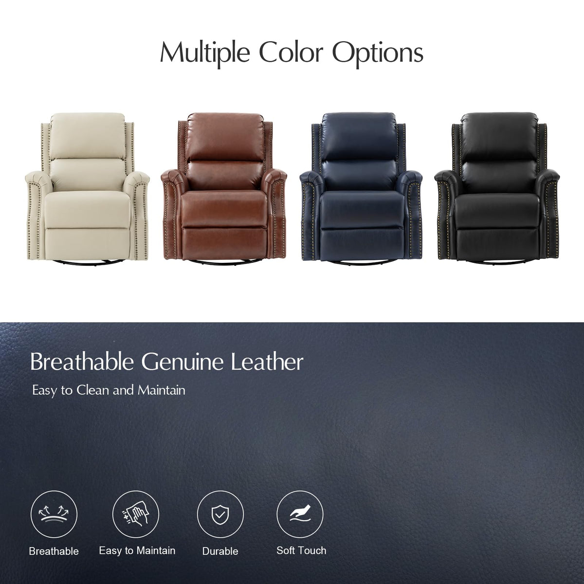 Navy Swivel Rocking Recliner N35622
