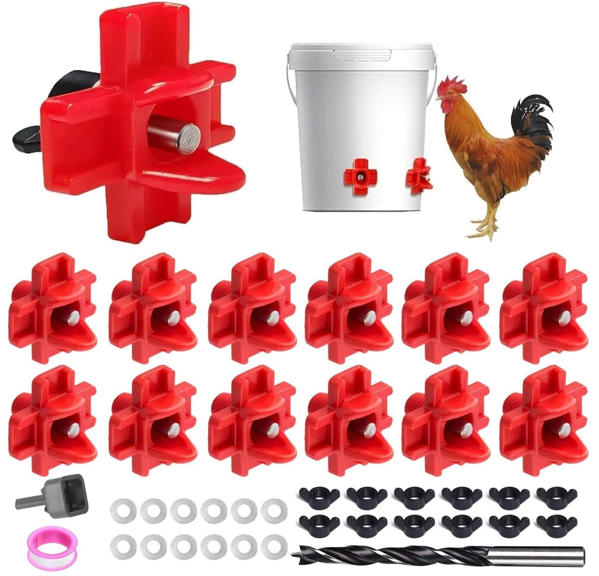 12 Pcs Leakproof Poultry Watering System T96478