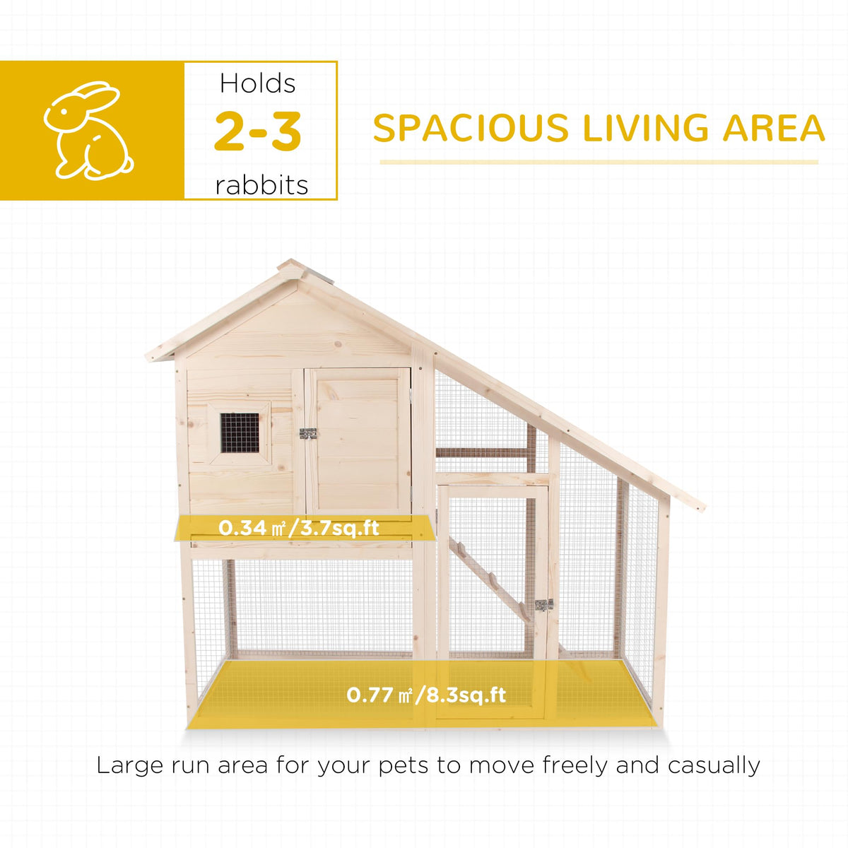 55" 2-Tier Wooden Rabbit Hutch with Ramp S635641