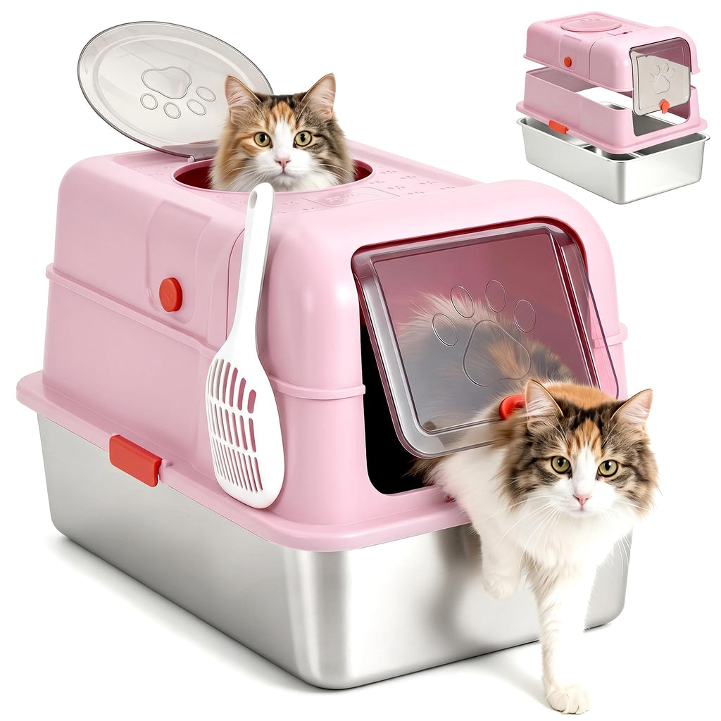 Fully Enclosed Stainless Steel Cat Litter Box with Lid R141900
