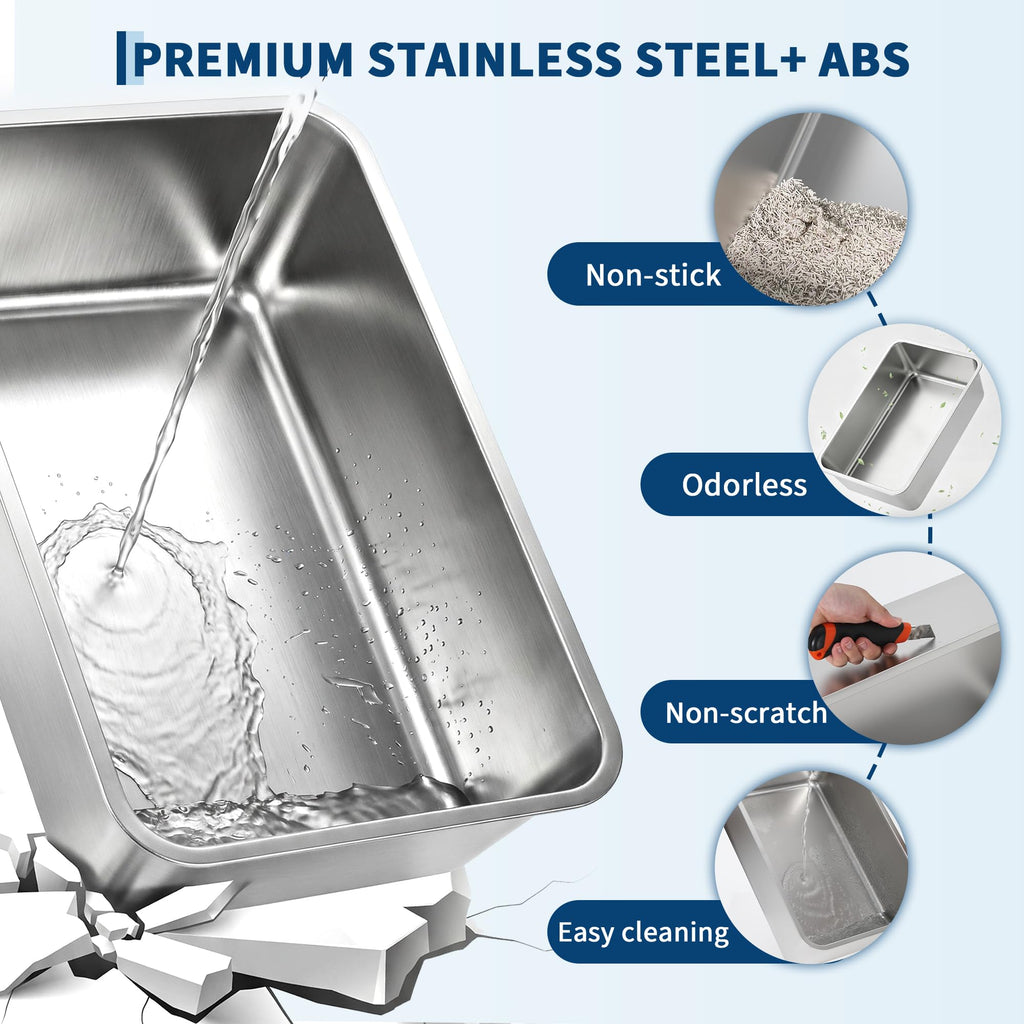 Fully Enclosed Stainless Steel Cat Litter Box with Lid R141900
