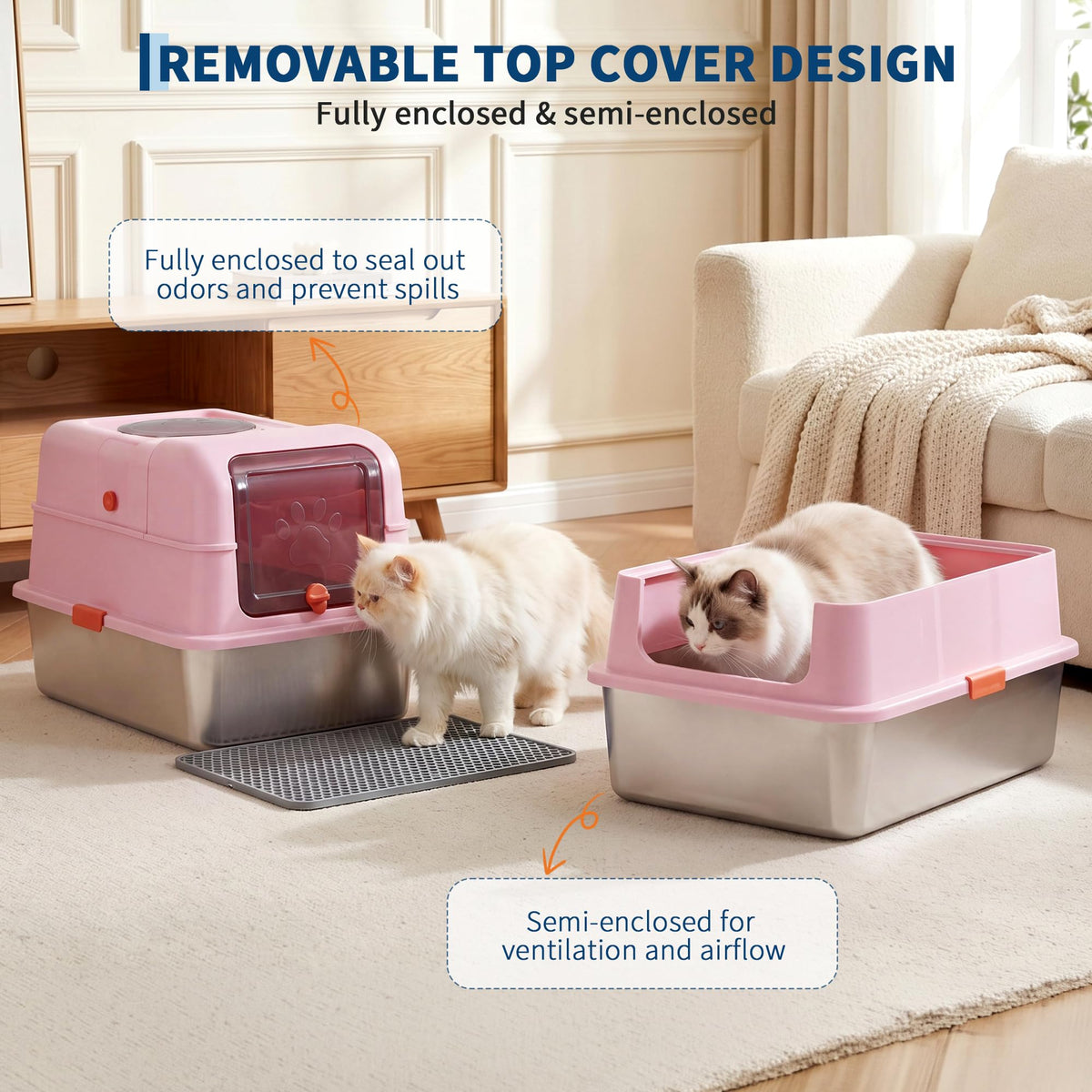 Fully Enclosed Stainless Steel Cat Litter Box with Lid R141900