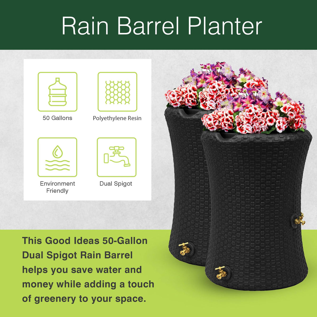 50 Gallon Rain Water Collection Barrel J4510
