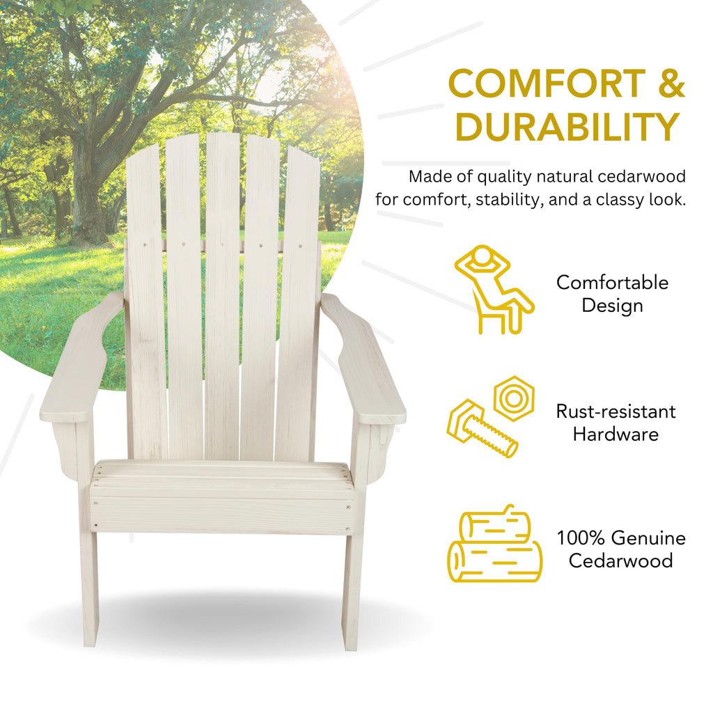 Eggshell White Wooden Adirondack Chair J793671