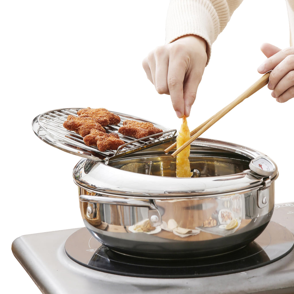 Deep Fryer Pot with Lid, 304 Stainless Steel M6546