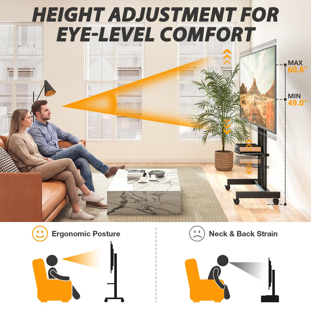 Heavy Duty Rolling TV Stand for 27-80 inch TVs E92986