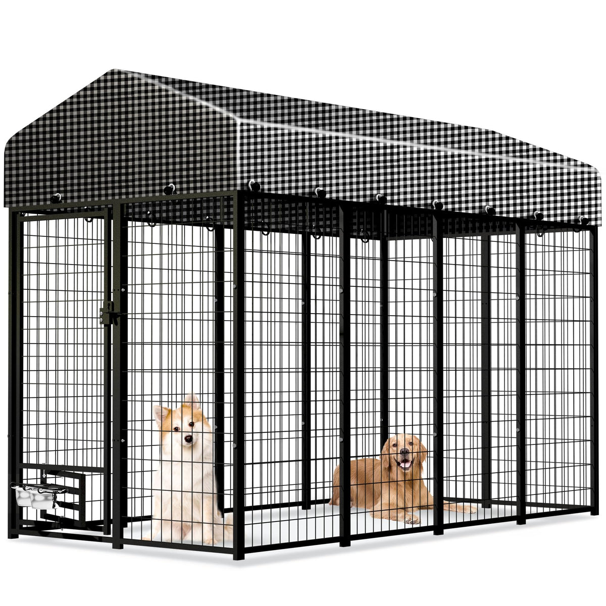 8x4x6 FT Outdoor Dog Kennel with Roof Cover N457253