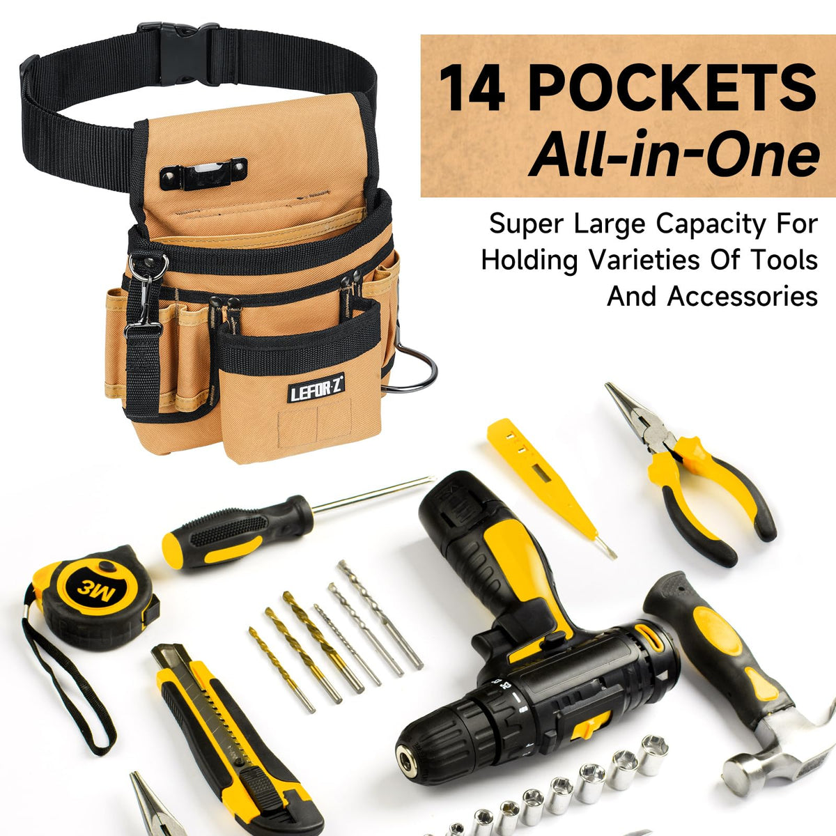 Tool Belt with Magnetic Tool Pouch Y1036