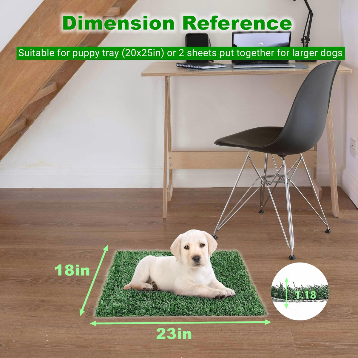 Portable Dog Grass Pad with Tray & 2 Replacement Grass Pads J319