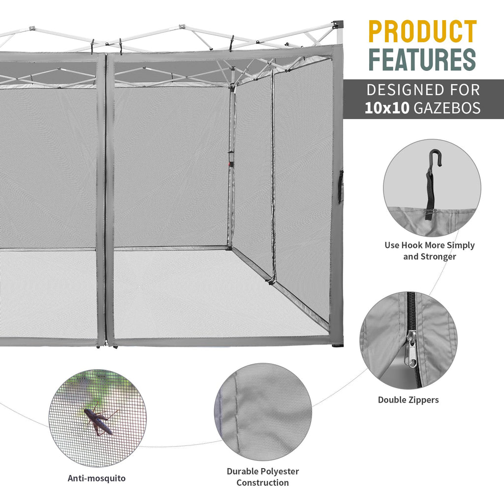 Gazebo Replacement Mosquito Netting 10 x 10ft Grey B51057