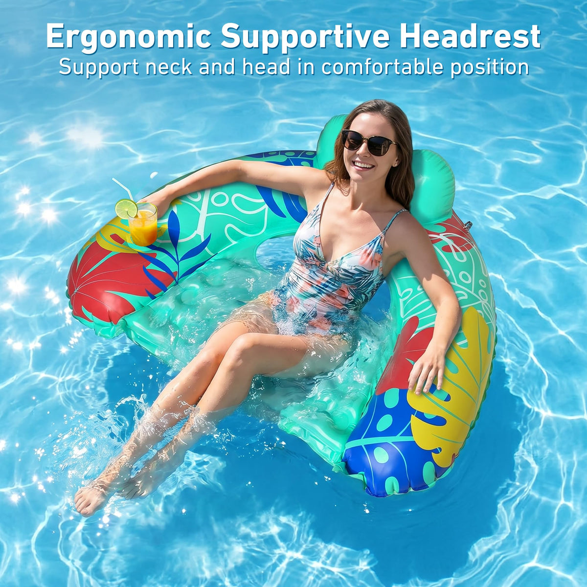 3 Pack Inflatable Pool Float Chairs with Cup Holder K495