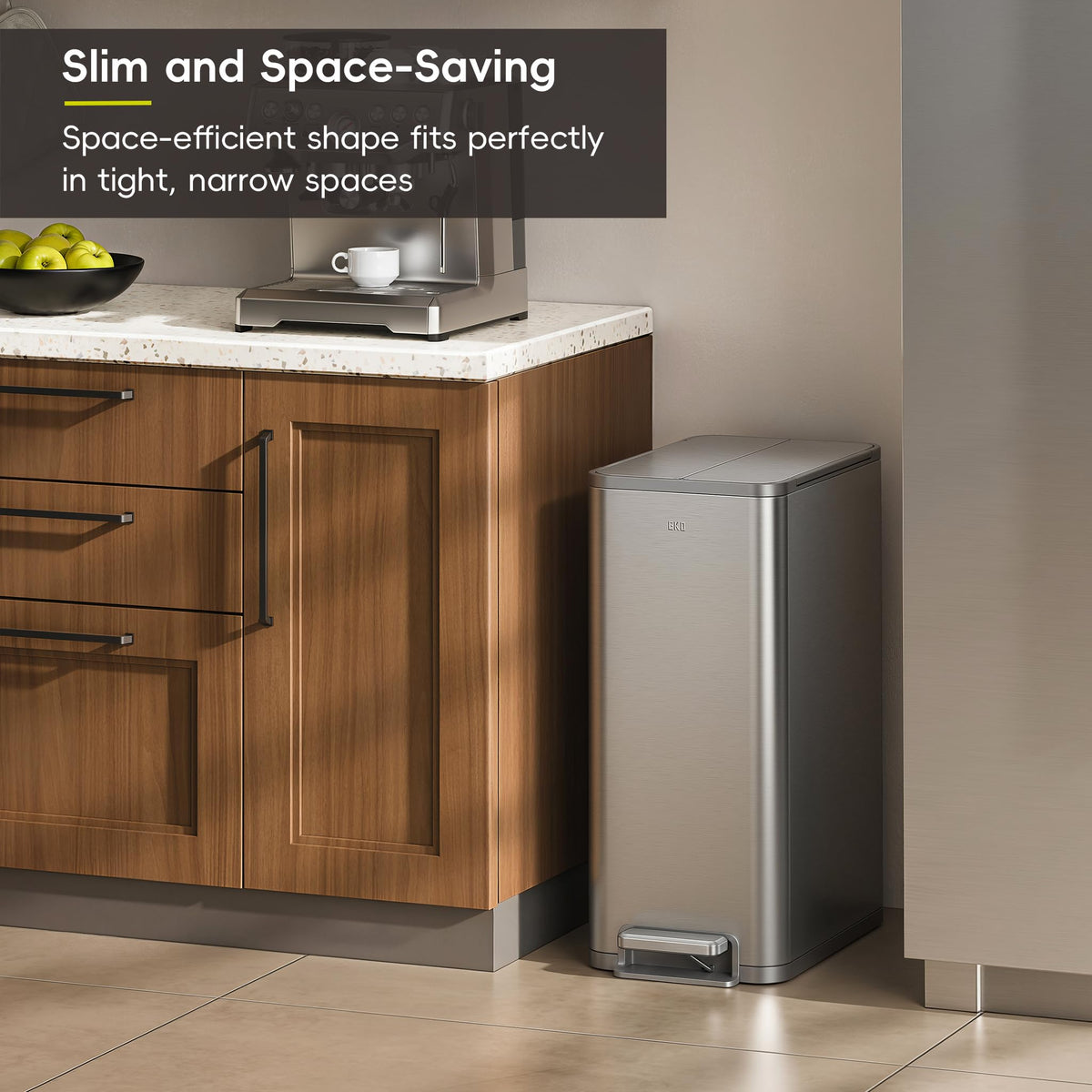 50L Stainless Steel Slim Step Trash Can T50454
