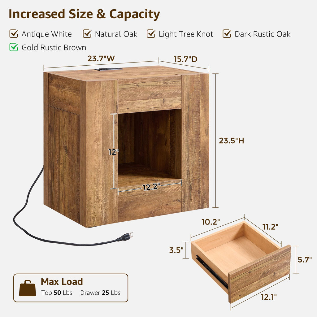 24" Nightstand Set of 2 with Drawer and Storage Shelf X486728