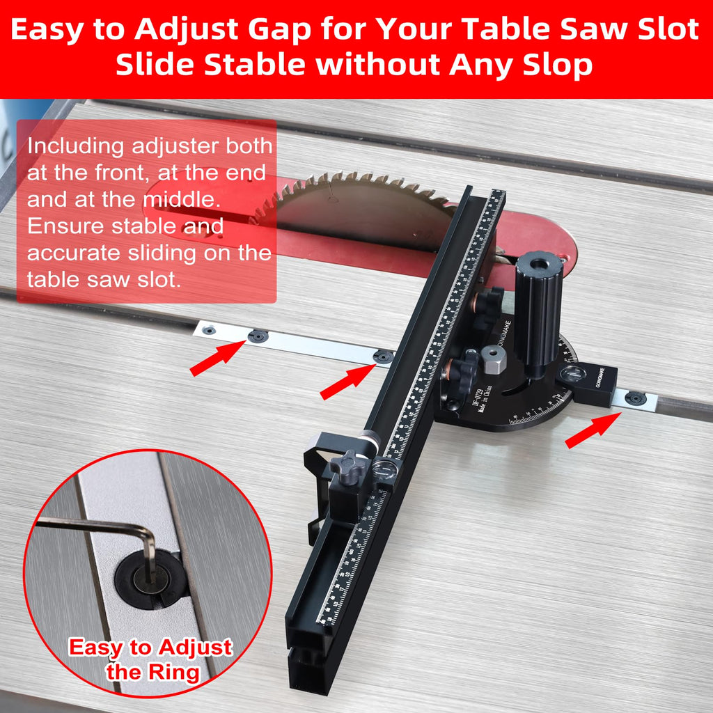 Portable Table Saw Miter Gauge with 18 Inch Fence and Flip Stop F630765
