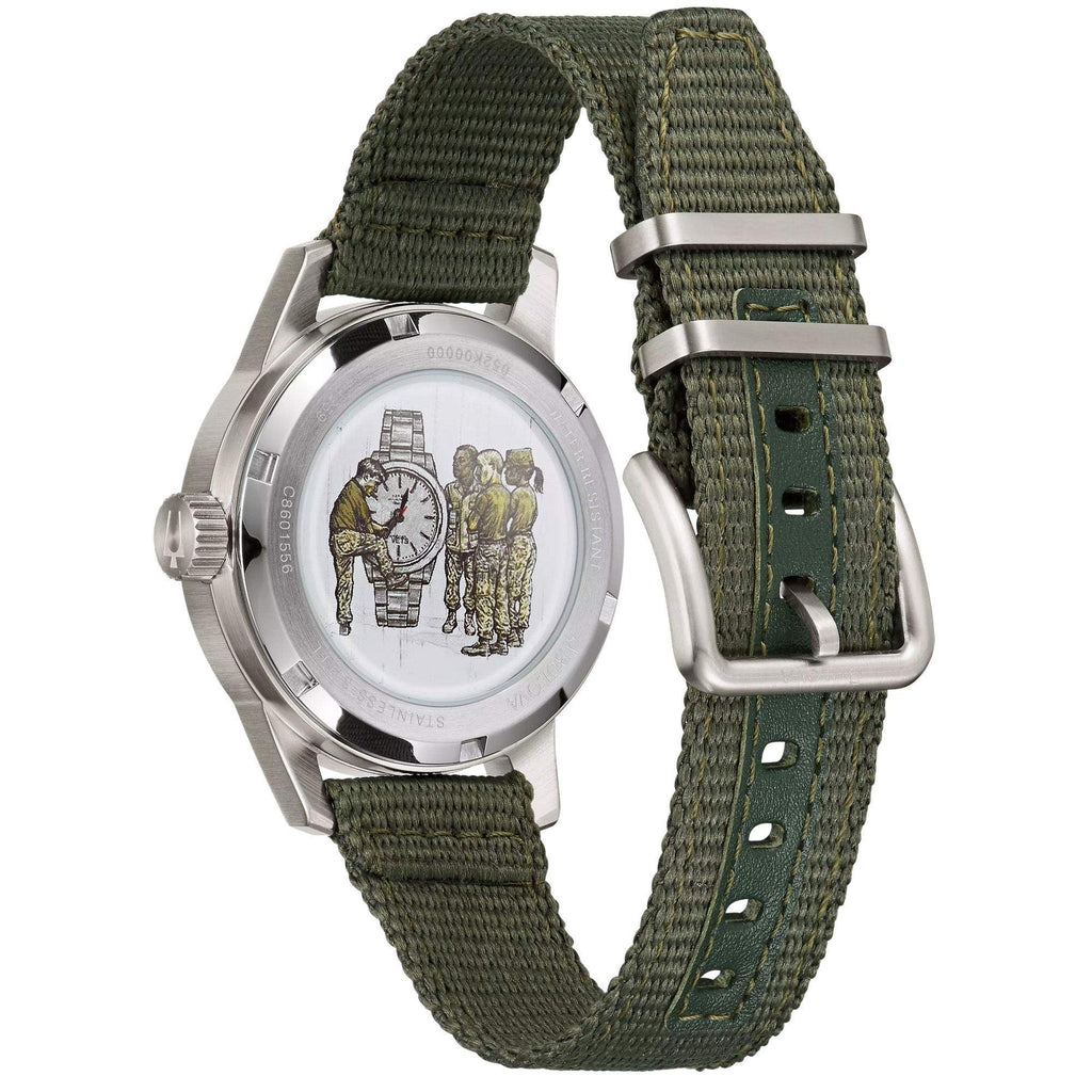 Men's Stainless Steel Automatic Watch with Green NATO Strap Y171500