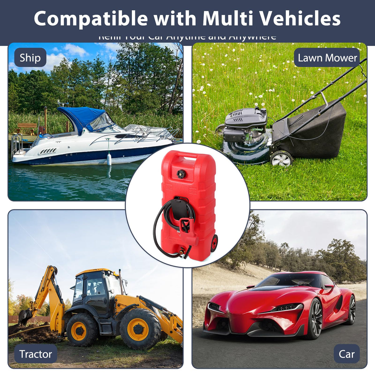 15 Gallon Portable Gas Fuel Tank Container with Pump and Hose V580229