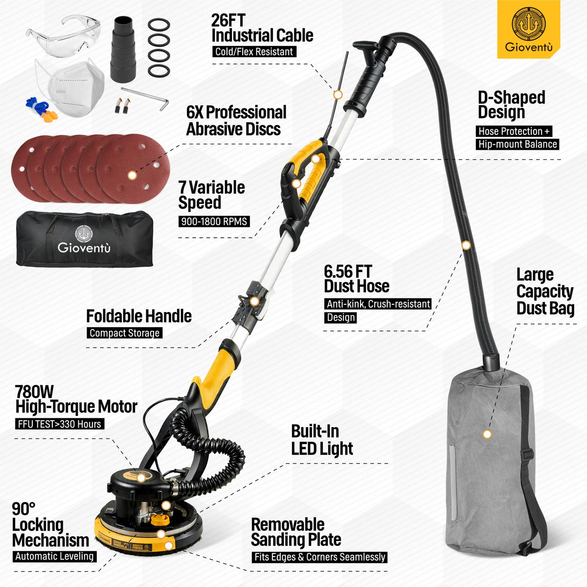 Electric Drywall Sander with Vacuum R888598