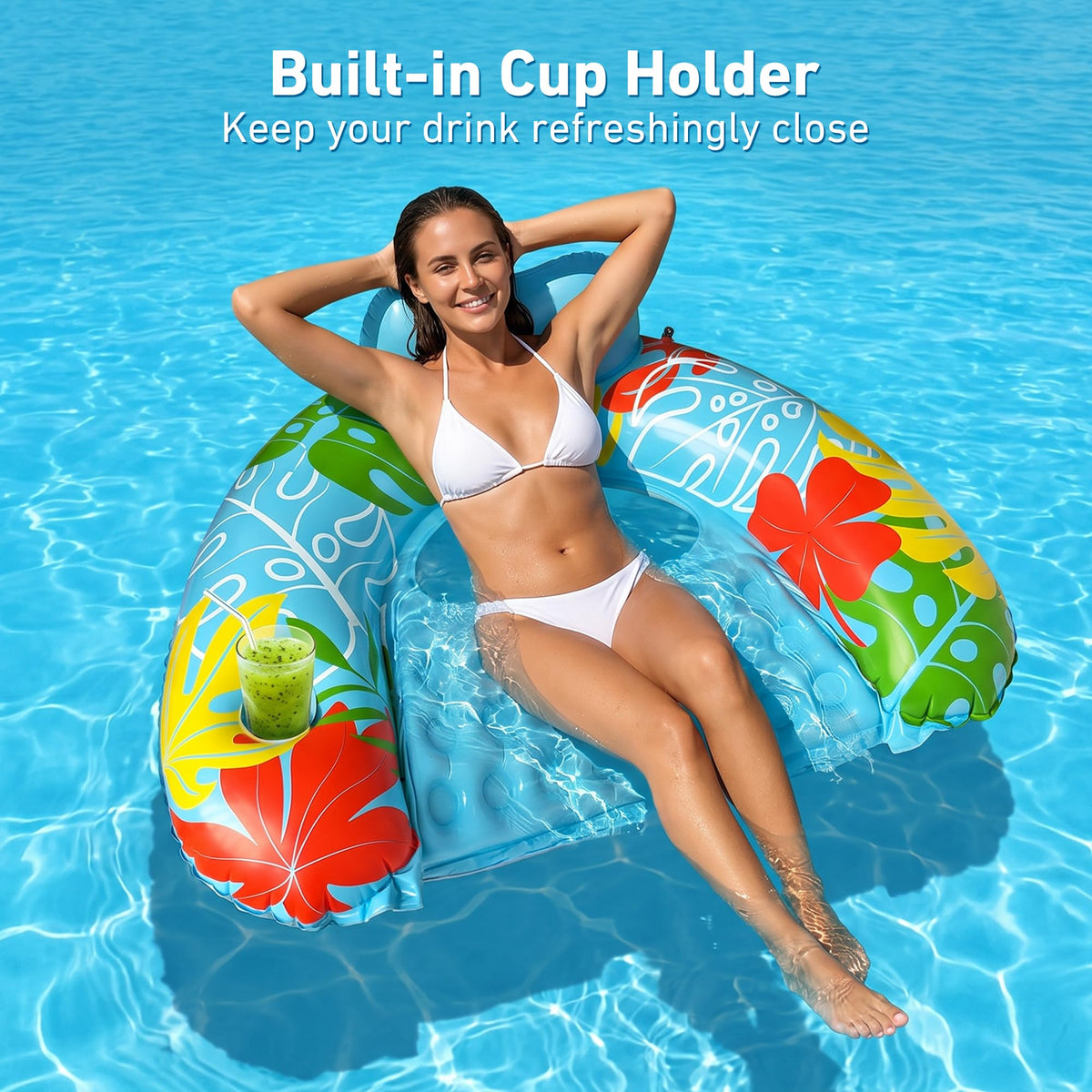 3 Pack Inflatable Pool Float Chairs with Cup Holder K495