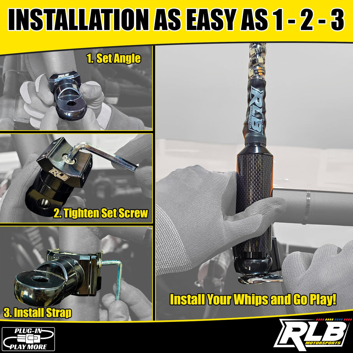 1.875" Whip Light Flag or Roll Bar Mount UTV Accessories E8876