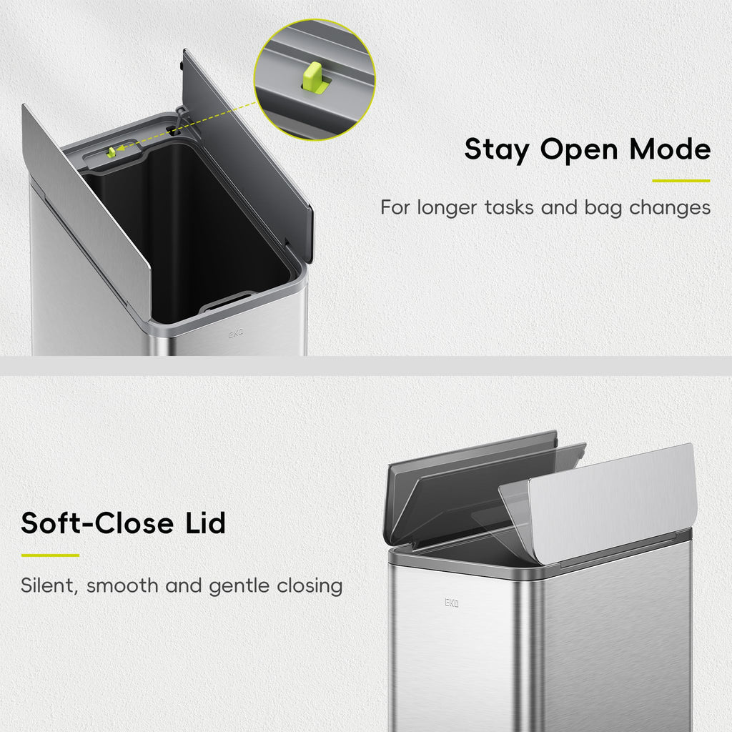 50L Stainless Steel Slim Step Trash Can T50454