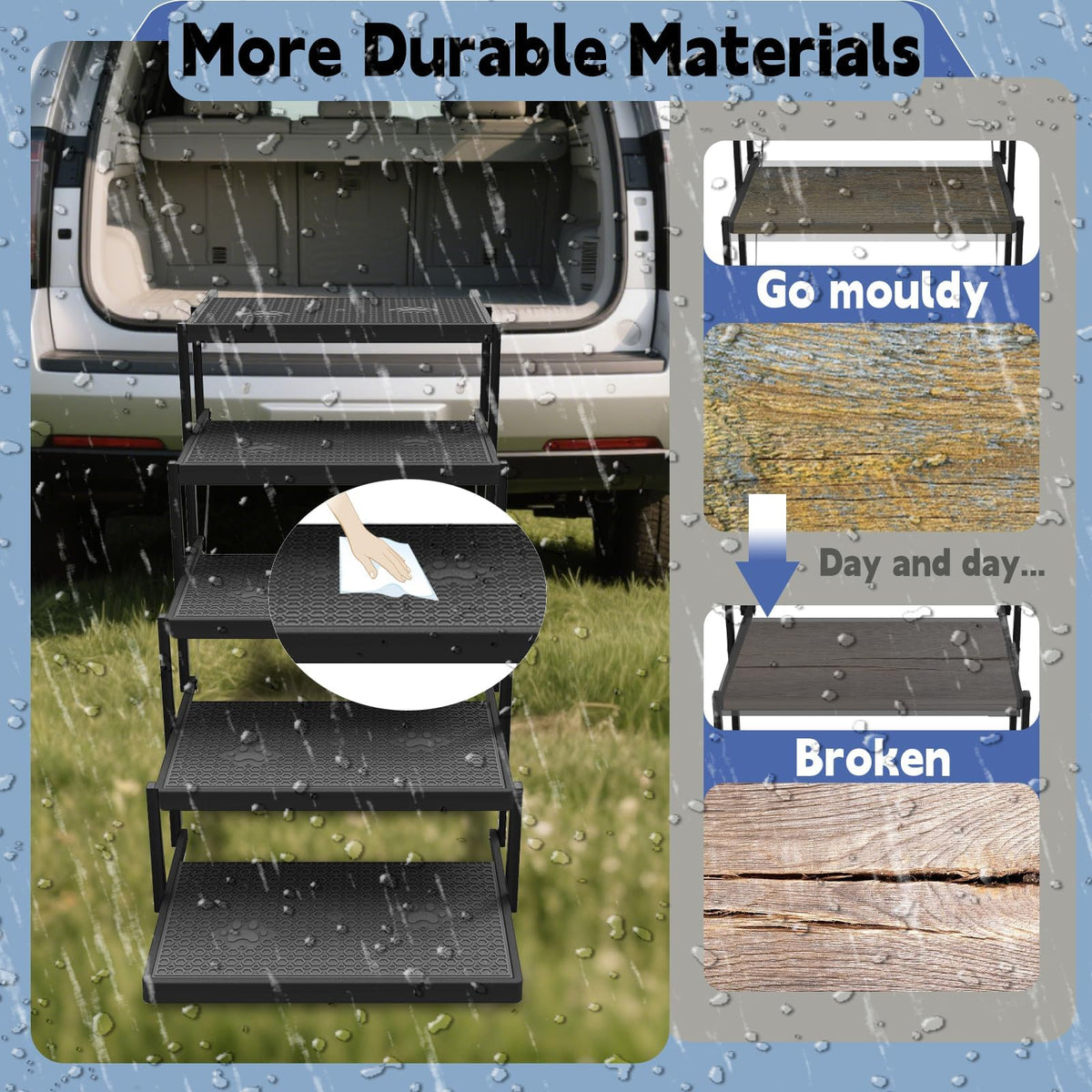 5-Step Foldable Non-Slip Plastic Dog Steps D4259
