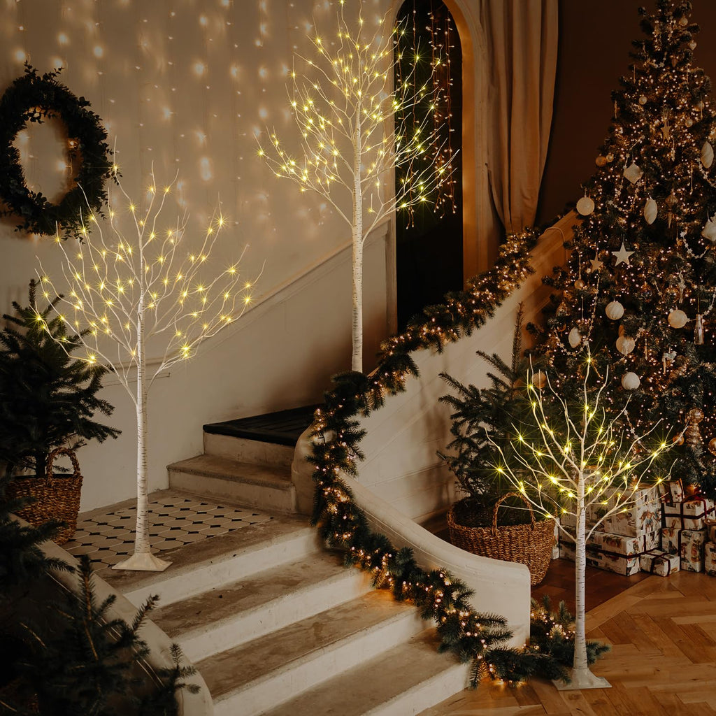 LED Birch Tree Light Set 4ft 6ft 8ft Warm White 3-Pack R155687