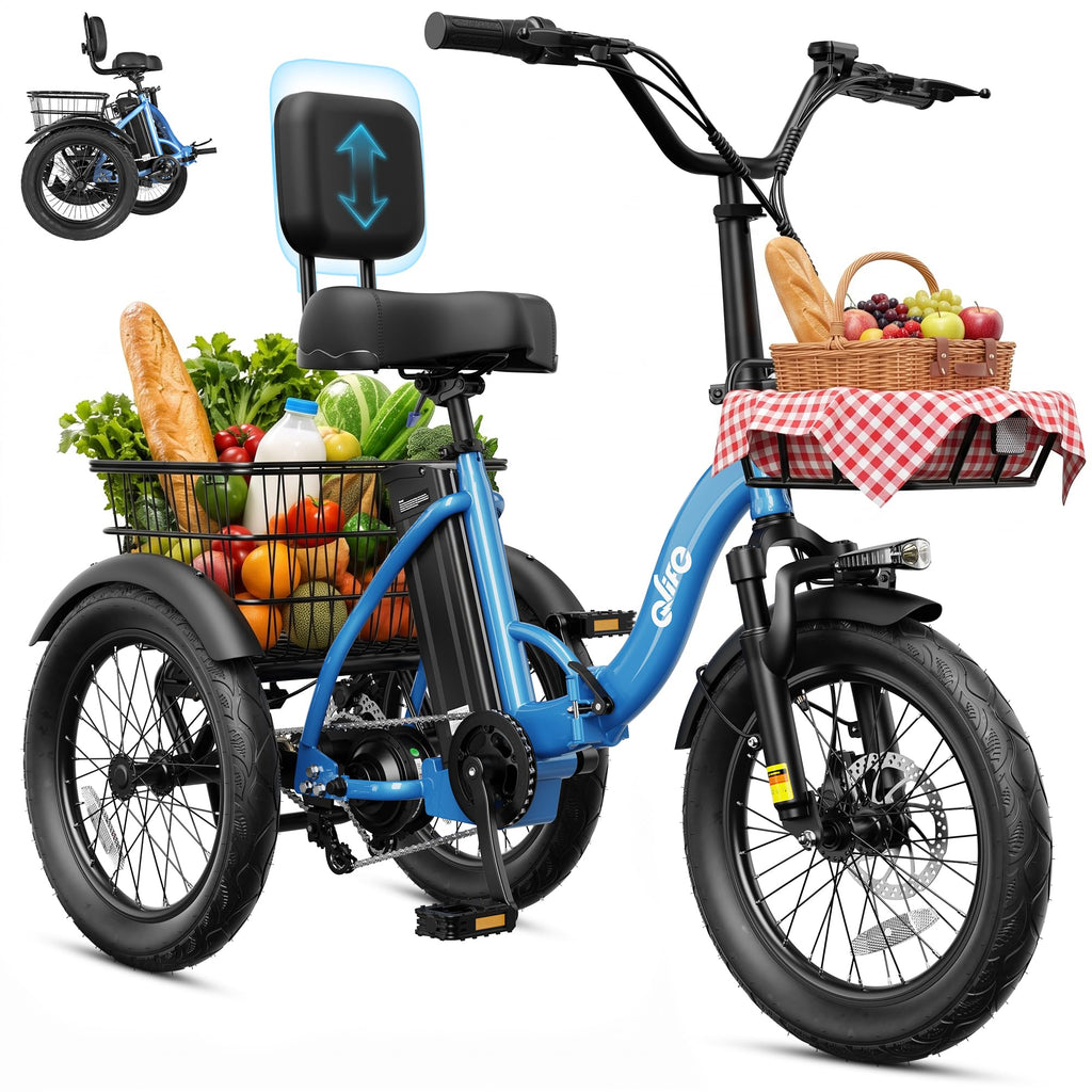 1200W Folding Electric Trike with Cargo Rack S11988